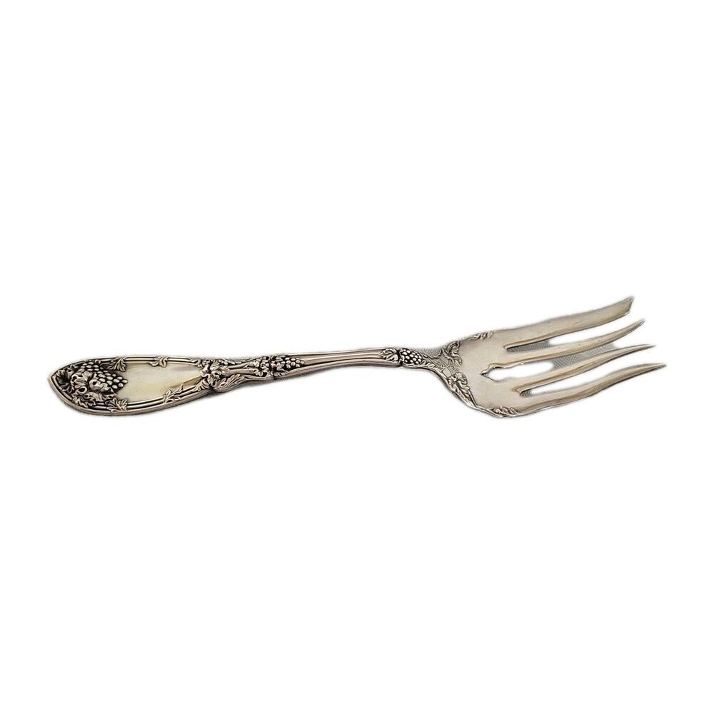 ANTIQUE 1881 ROGERS A1 GRAPE PATTERN SERVING MEAT FORK Silverplated Excellent